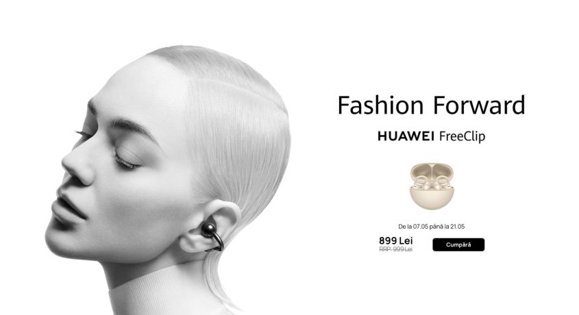 Căștile HUAWEI FreeClip Beige Edition sunt disponibile în România