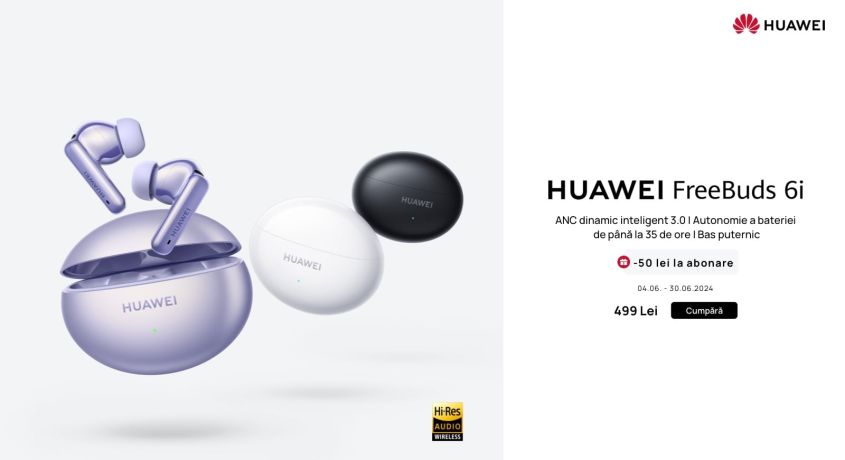 Căștile HUAWEI FreeBuds 6i, disponibile în România
